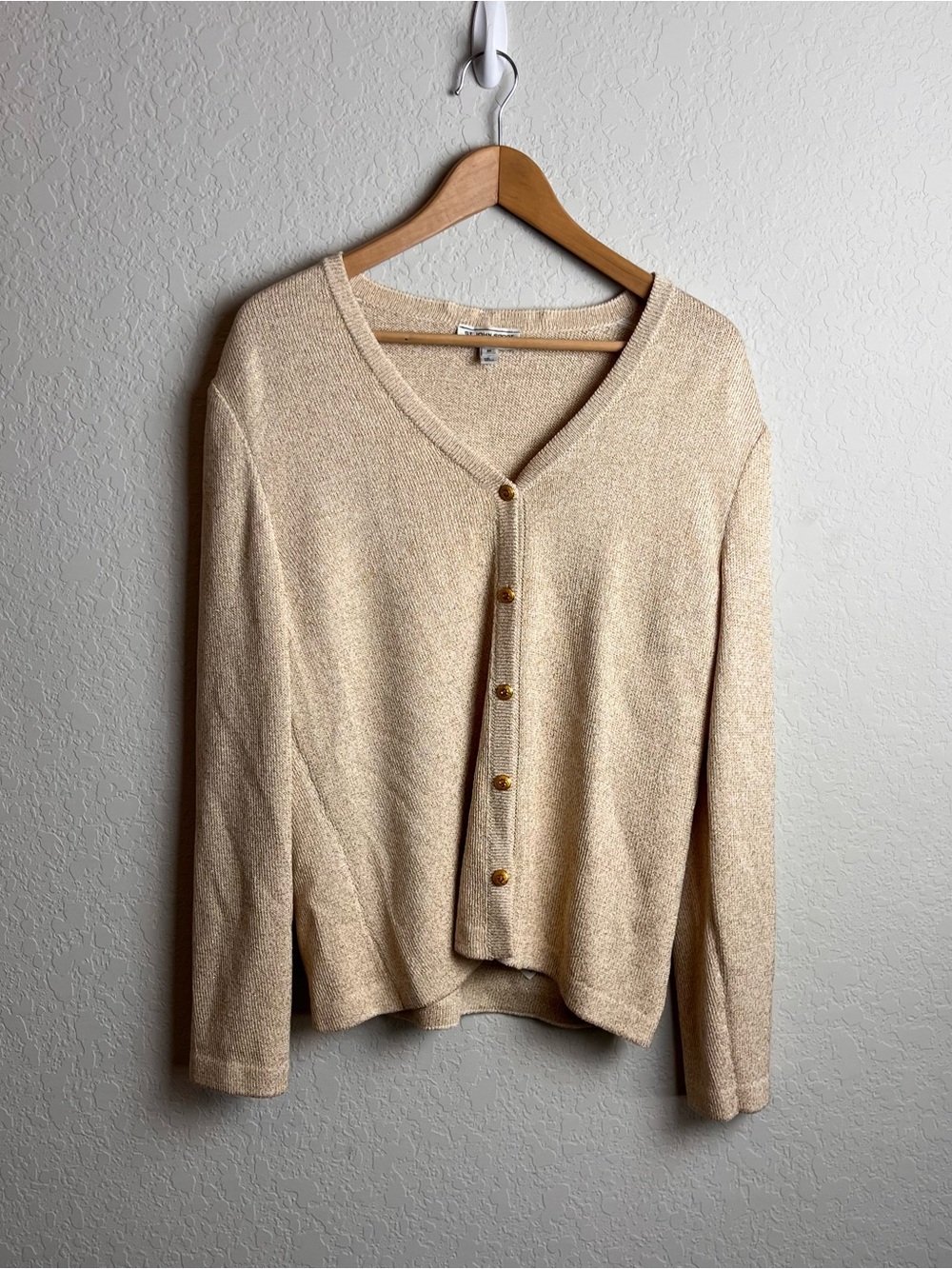 St. John Sport Marie Gold Cardigan Sweater Medium M Vintage Women’s Santana Knit - Picture 3 of 11